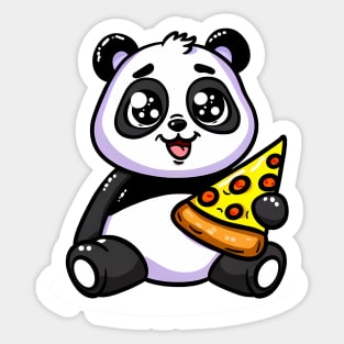 Cute Panda Bear Eating Pizza Sticker